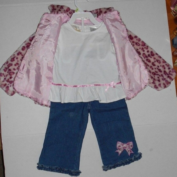 3 Pc Faux Fur Leopard Print Coat/Jacket Top Pants - Picture 6 of 8